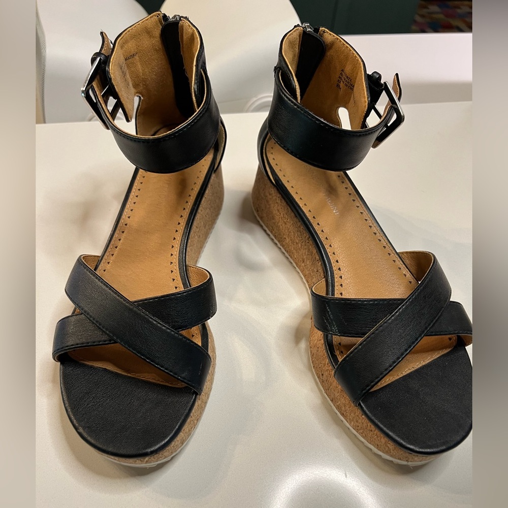 Black sandals zipper backs